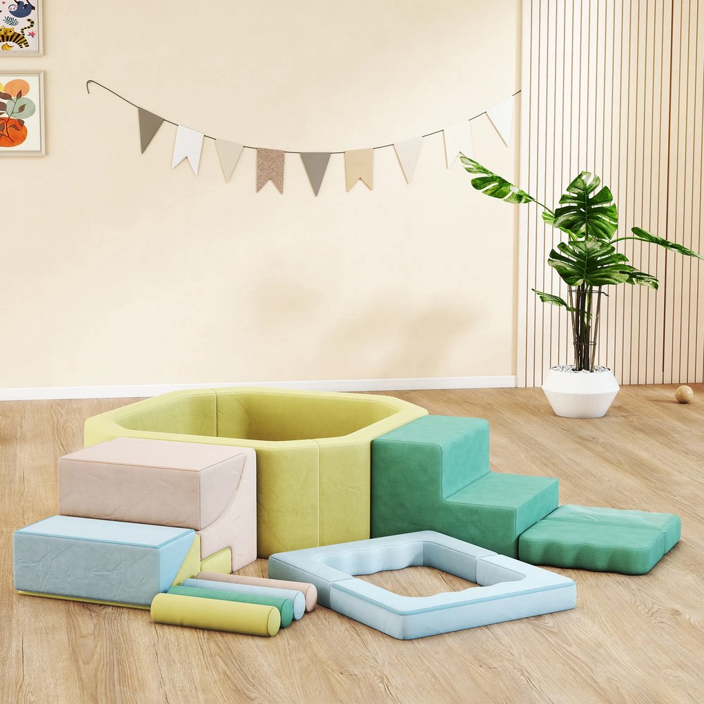 Circuito de motricidade para bebés, módulo de motricidade para bebés com piscina de bolas, capa lavável, 160 x 137,5 x 30 cm, multicolorido