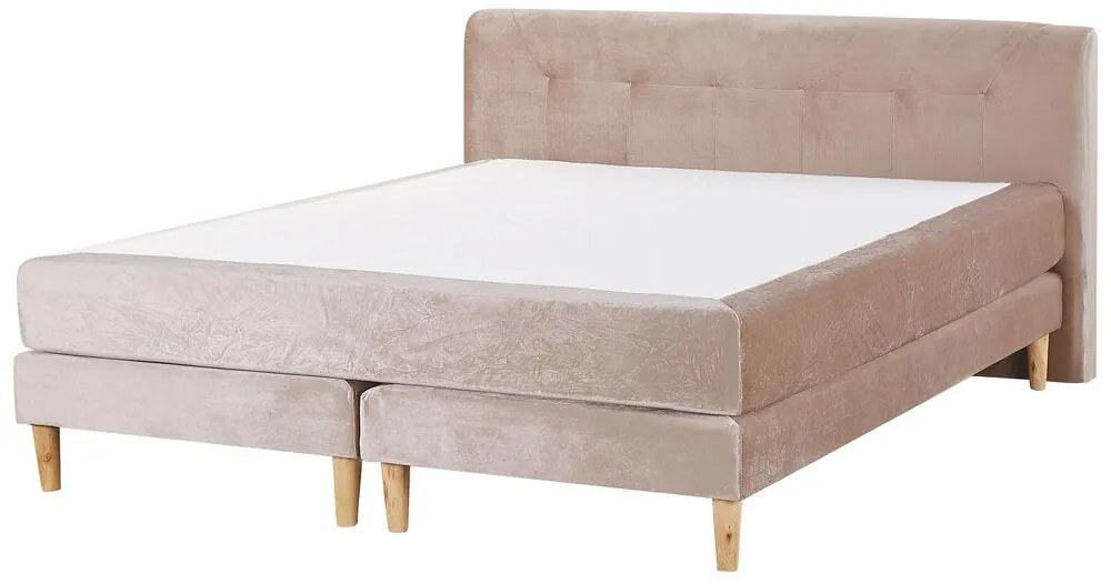 Cama de casal continental em veludo creme 180 x 200 cm MARQUISE Beliani