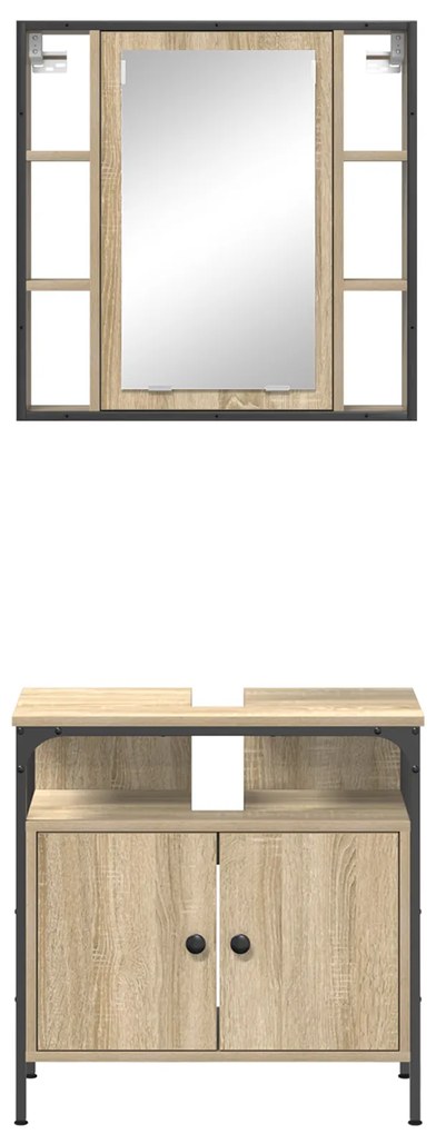 Conjunto de 2 Peças de Armário de Casa de Banho em Carvalho Sonoma de