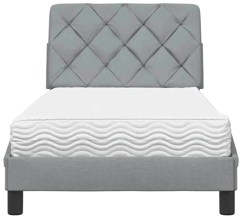 Cama com colchão 80x200 cm tecido cinzento-claro