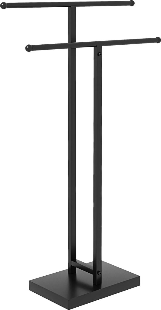 HOMCOM Toalheiro de Pé de Metal Escada para Casa de Banho com 2 Barras em Forma de T Design Moderno 50x18,5x85 cm Preto | Aosom Portugal