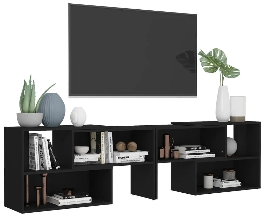 Móvel de TV 149x30x52 cm derivados de madeira preto