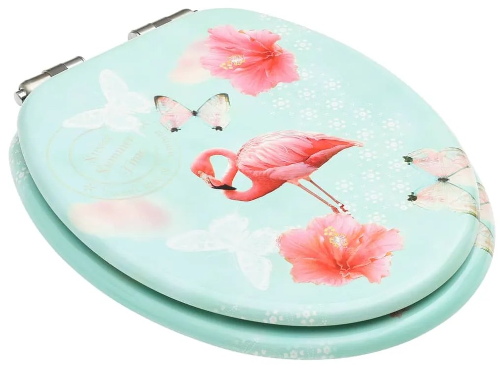 Assentos sanita com tampas fecho suave 2pcs MDF design flamingo