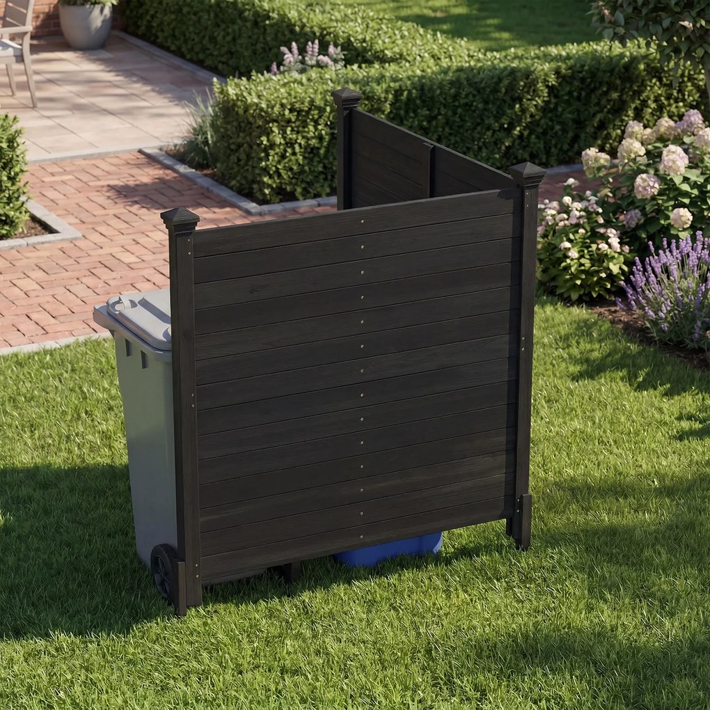 Biombos de privacidade para exterior 119 x 119 cm, 4 painéis com estacas metálicas, para ar condicionado e caixote do lixo de jardim, Preto