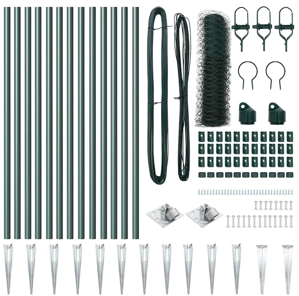 Conjunto de Cerca Conjunto de 2 Verde Floresta Aço Galvanizado