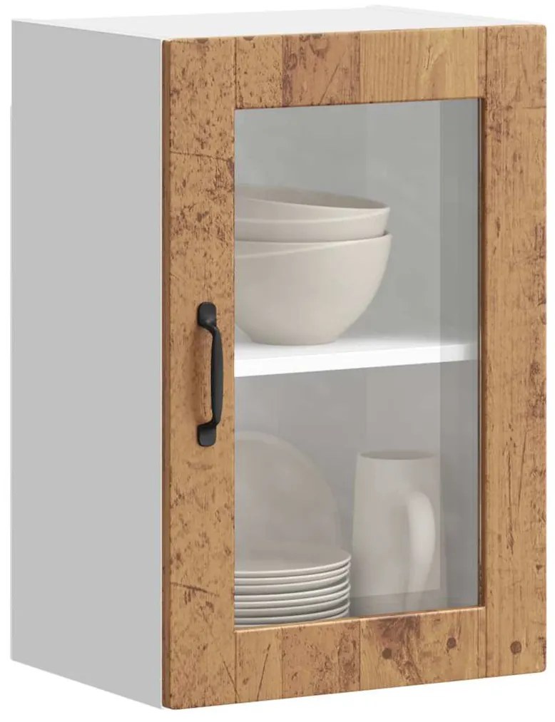 vidaXL Armário de parede de cozinha porta de vidro Porto madeira velha