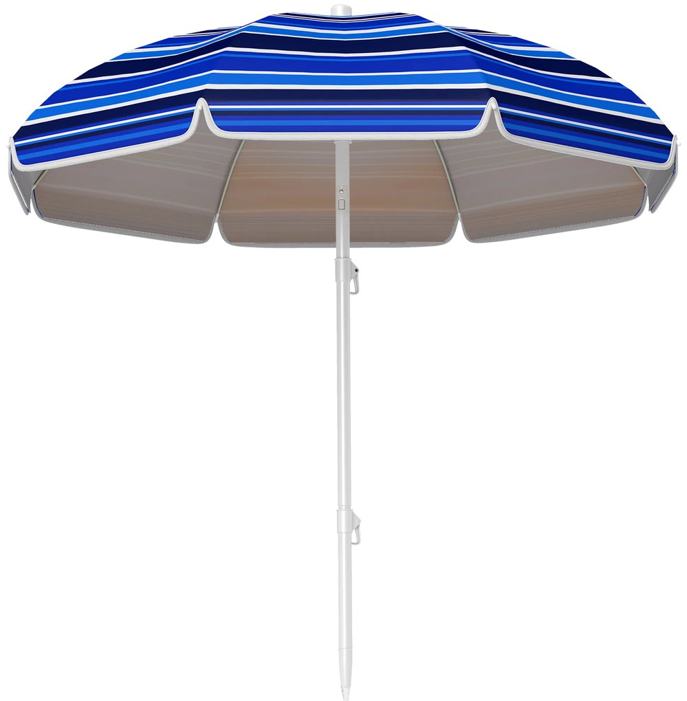 Outsunny Chapéu de Sol Grande para Praia Ø180 cm Dobrável com Ângulo Ajustável Proteção UV50+ Impermeável Mastro de Ø32 mm Multicolor