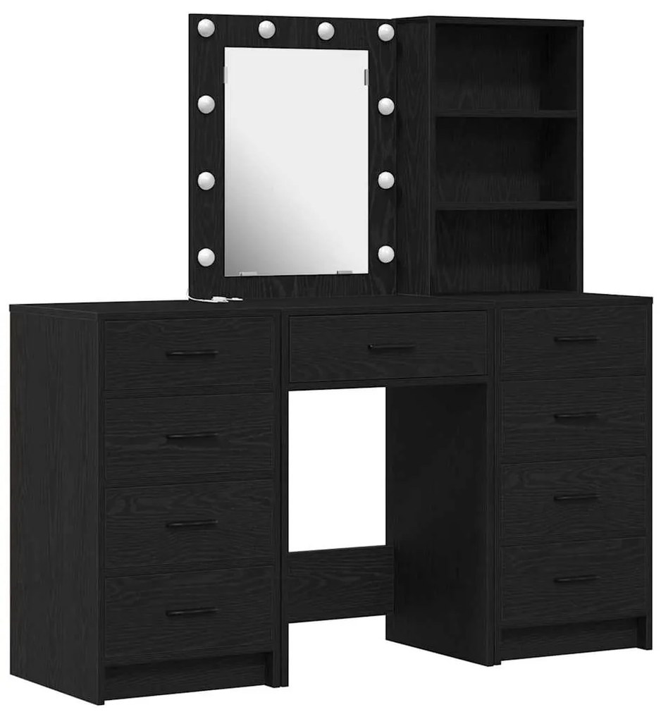 Conjunto de Maquilhagem de 3 Peças vidaXL com LED em Madeira Trabalhad
