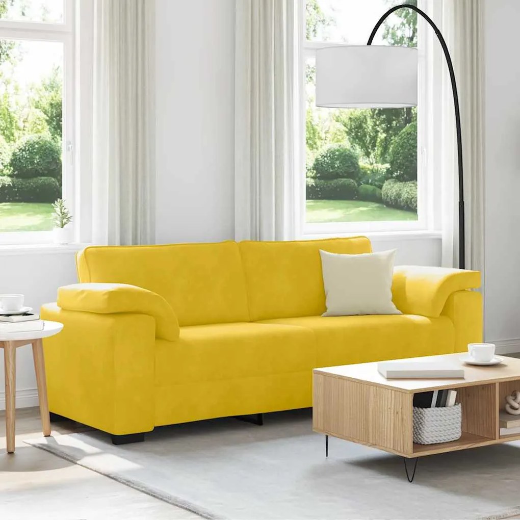 vidaXL Sofá de 3 lugares 220x77x82 cm veludo amarelo