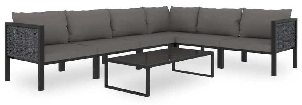 vidaXL 7 pcs conjunto lounge de jardim c/ almofadões vime PE antracite