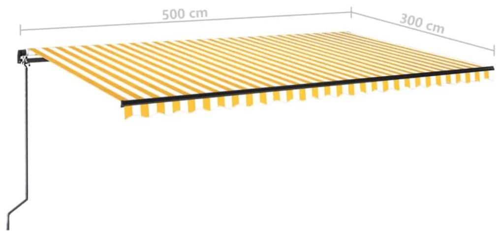 Toldo retrátil manual com LED 500x300 cm amarelo e branco