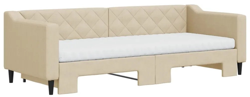 Sofá-cama c/ gavetão e colchões 80x200 cm tecido cor creme
