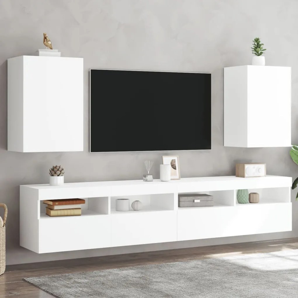 vidaXL Móveis parede p/ TV 2pcs 40,5x30x60 cm derivados madeira branco