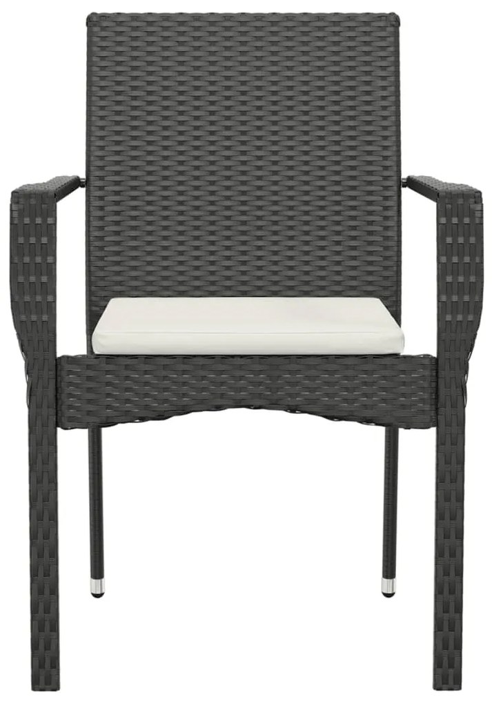 Cadeiras de jardim com almofadões 4 pcs vime PE preto