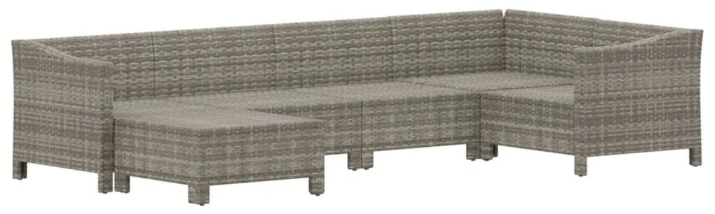 6 pcs conjunto lounge de jardim c/ almofadões vime PE cinzento