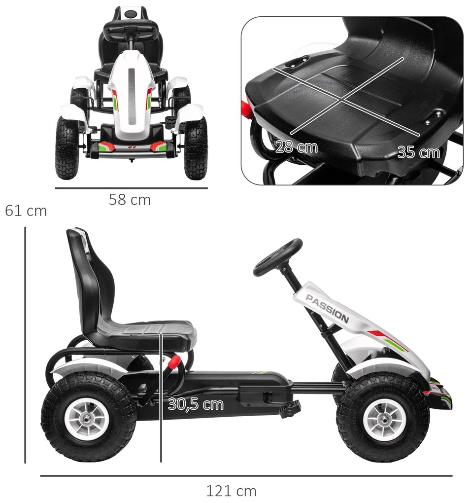 HOMCOM Kart a Pedais para Crianças Kart a Pedais Infantil com Assento