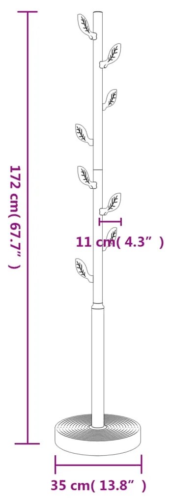 Bengaleiro 172 cm ferro revestido a pó rosa