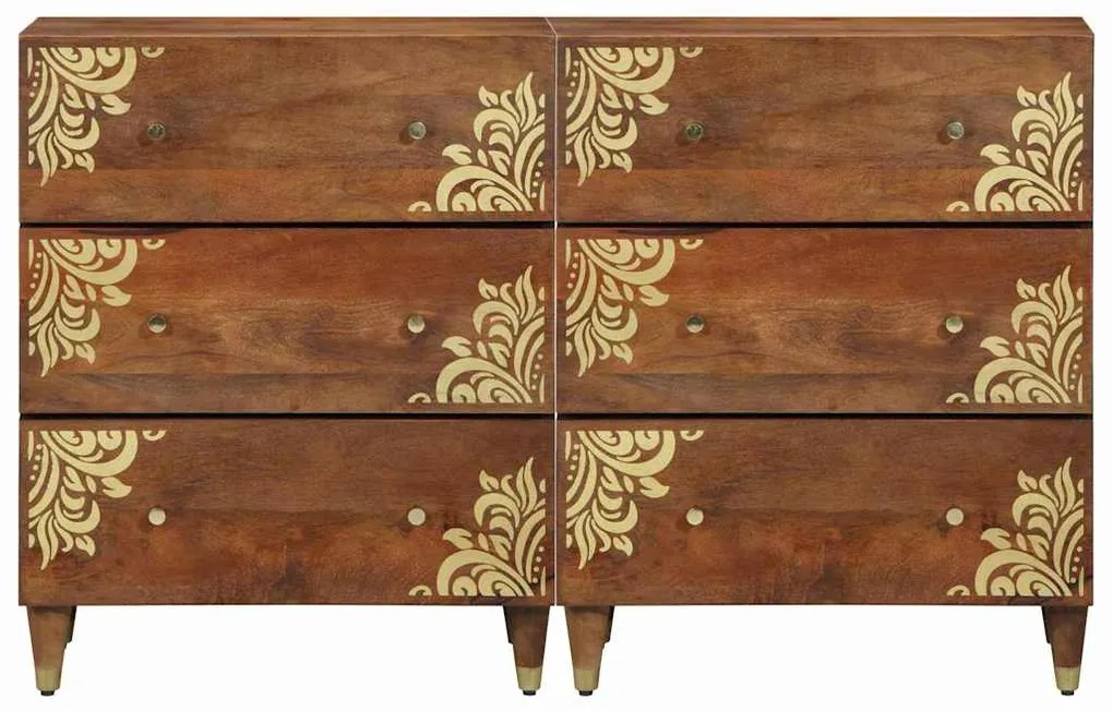 Aparadores vidaXL 2 pcs Castanho Mel 60x33.5x75 cm Madeira Maciça