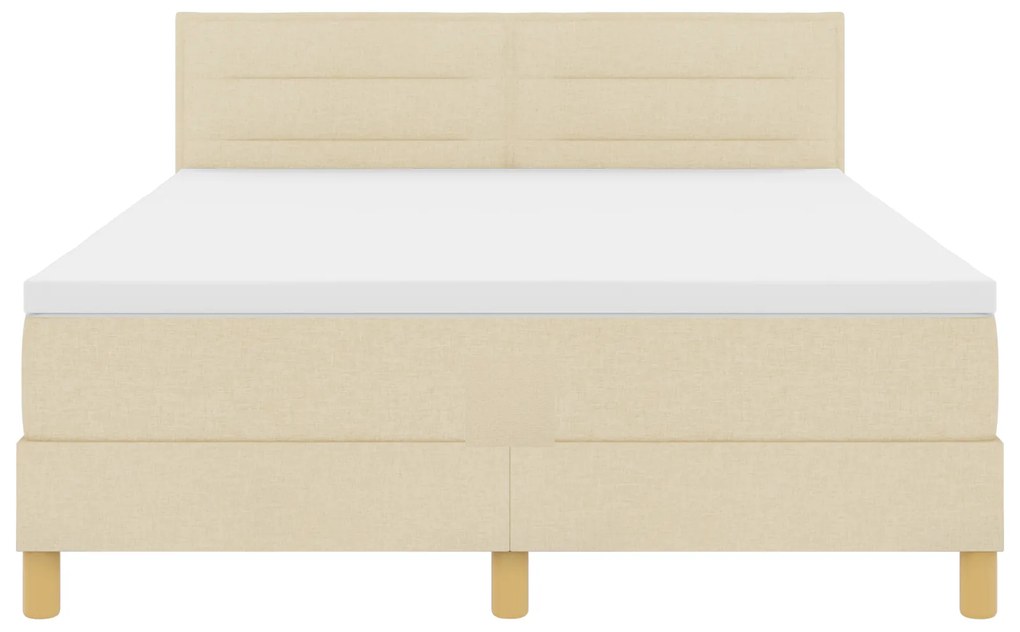Cama Box Spring com Colchão Creme 140x190 cm Tecido