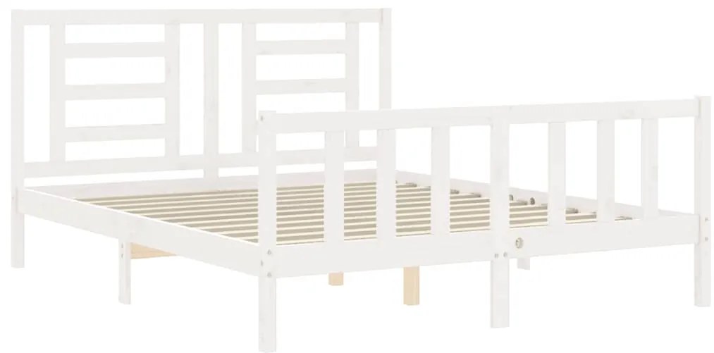 Cama sem colchão 160x200 cm madeira de pinho maciça branco