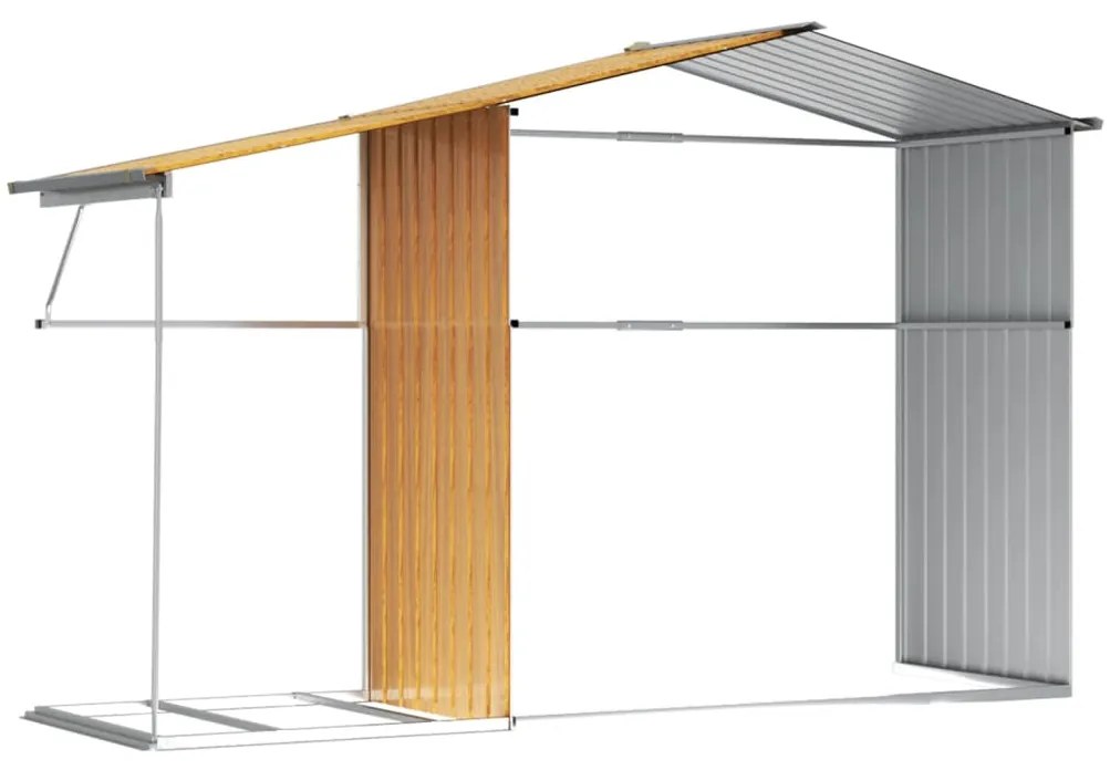 Abrigo de jardim 277x192,5x179cm aço galvanizado castanho-claro