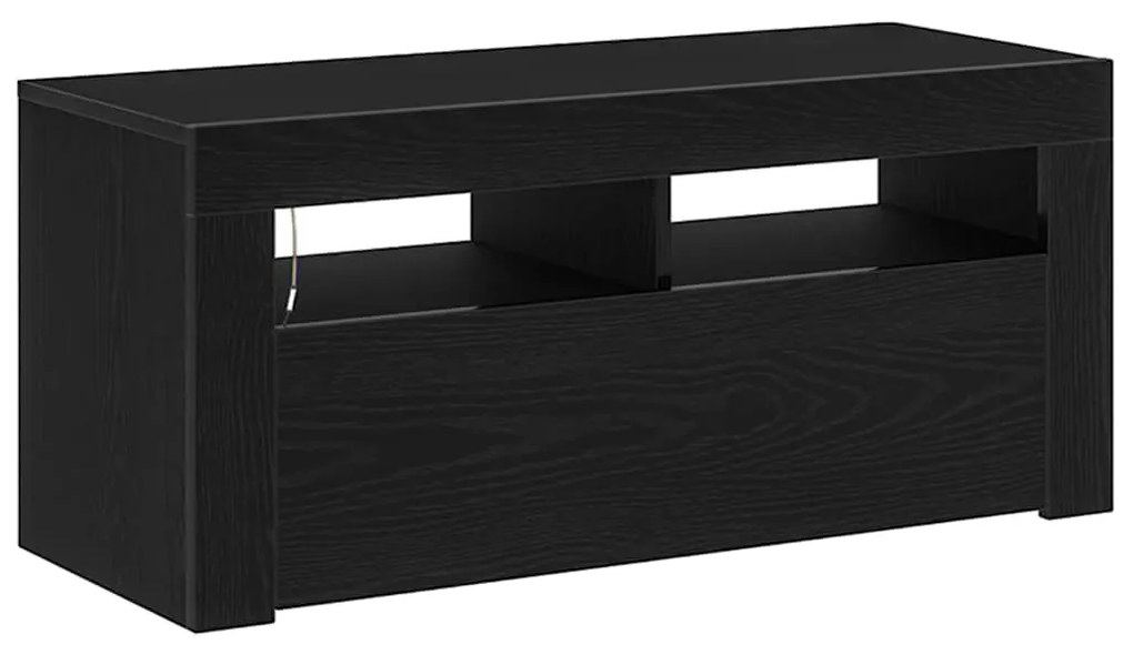 Gabinete de TV vidaXL com LED Preto Carvalho 90x35x40 cm Madeira engen