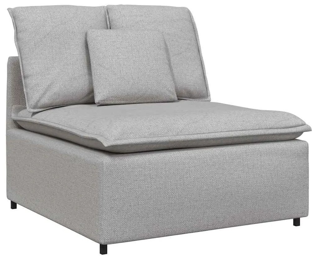 Sofá modular com pufes e almofadas tecido cinzento nublado