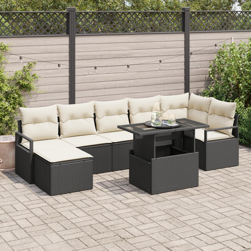 Conjunto de Sofás de Jardim vidaXL de 8 Peças com Almofadas em Vime Si