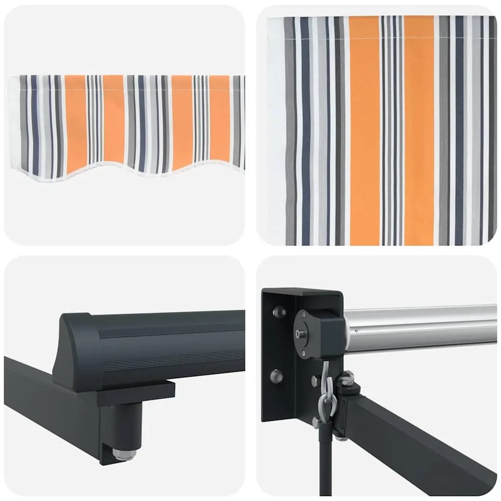 Toldo Retrátil Manual Riscas Multicoloridas 400x300 cm
