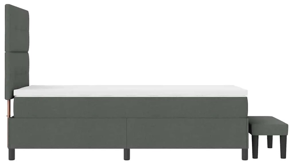 Cama Box Spring com Colchão e Banco Cinza Escuro 90x190 cm Tecido