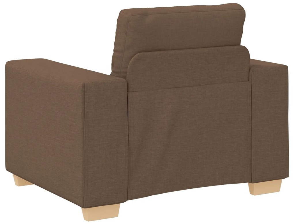 Conjunto de Sofás de 3 Peças com Almofadas em Tecido Castanho