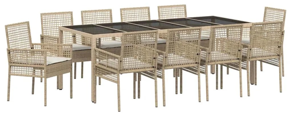 Conjunto de Jantar para Jardim 11 pcs Bege 250 x 100 x 75 cm
