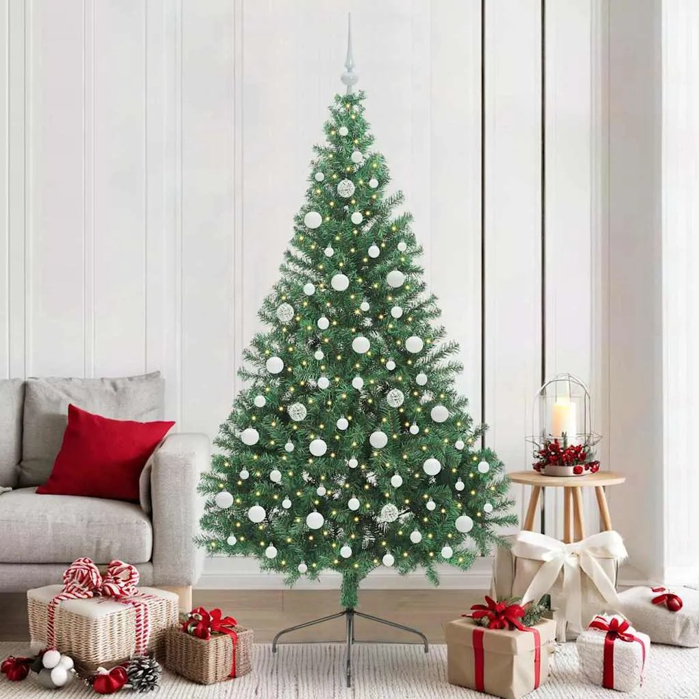 vidaXL Árvore de Natal Artificial Pré-iluminada Verde 210 cm PVC