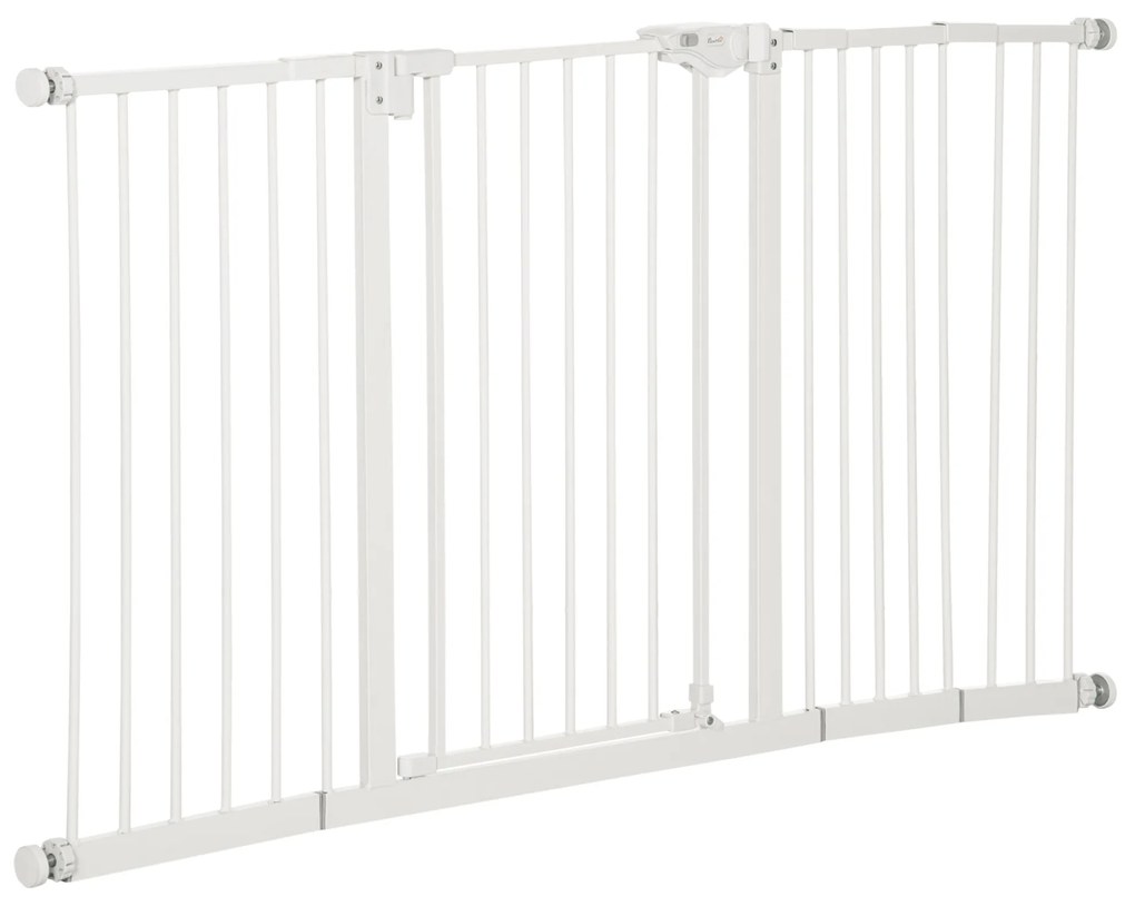 PawHut Barreira de Segurança Extensível para Portas e Escadas com Fechamento Automático Sistema de Duplo Bloqueio 74x148-76cm Branco | Aosom Portugal