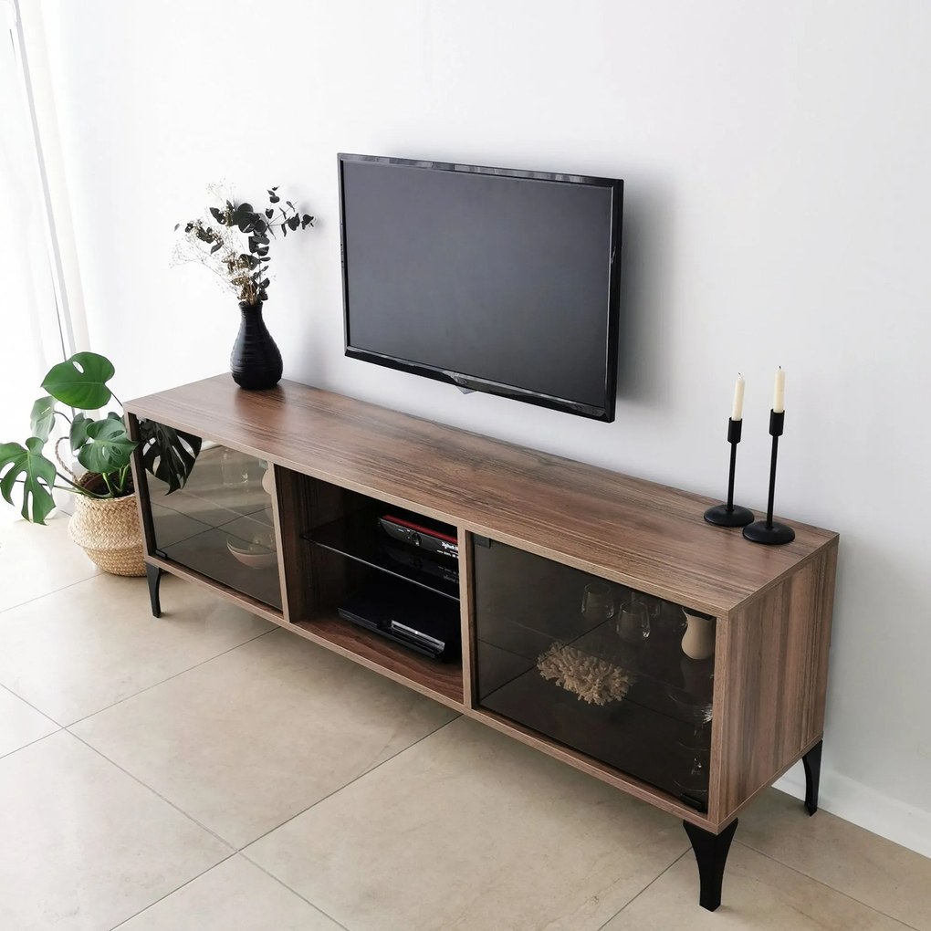 Móvel TV Olympos – Nogueira – 160x55x35 cm