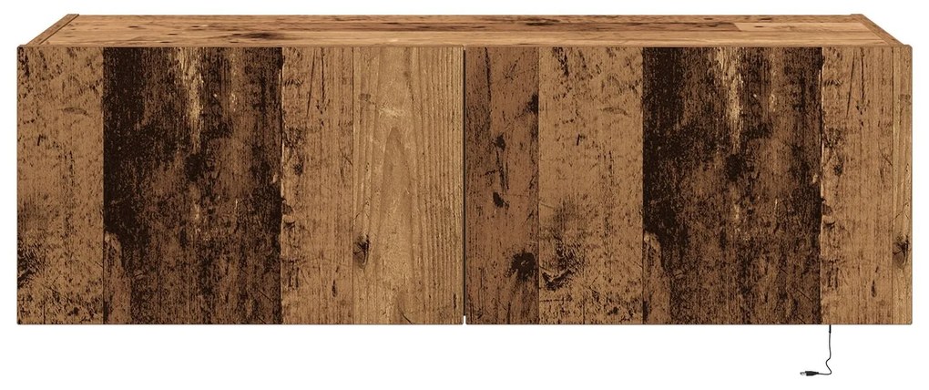 Cabinet de TV vidaXL com Luzes LED Madeira Velha 100x35x31 cm
