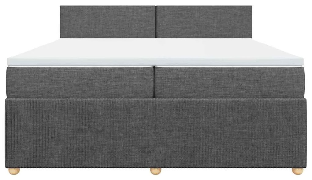 Cama com molas/colchão 200x200 cm tecido cinzento-escuro