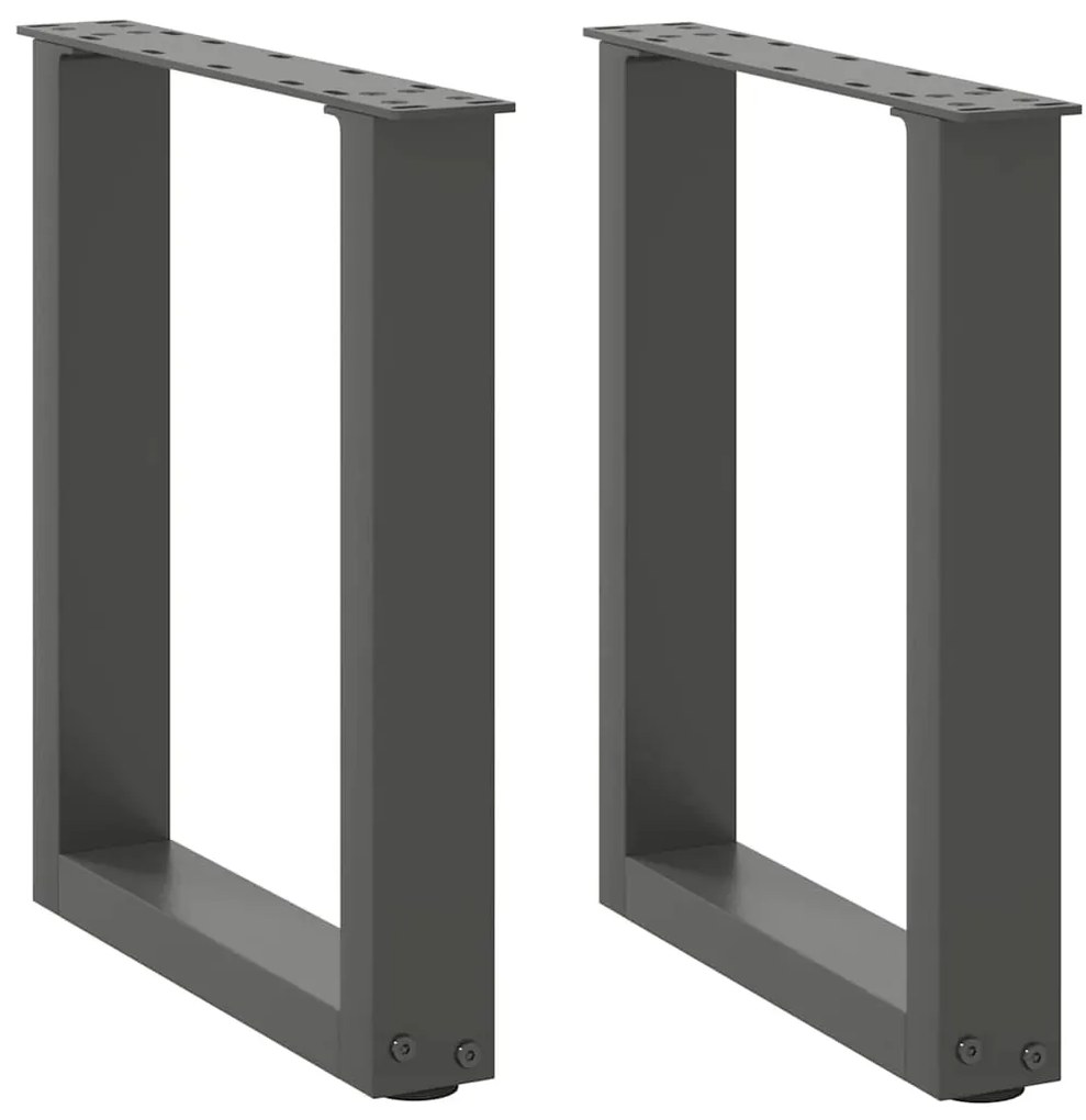 vidaXL Pés para mesa de centro em formato de U, 2 peças, antracite, 28x(42-43) cm, aço