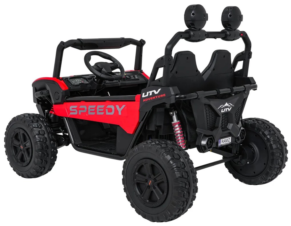 Buggy elétrico para Crianças SPEEDY 12V 4x4 Rodas de espuma EVA, Assento Couro ecológico Vermelho