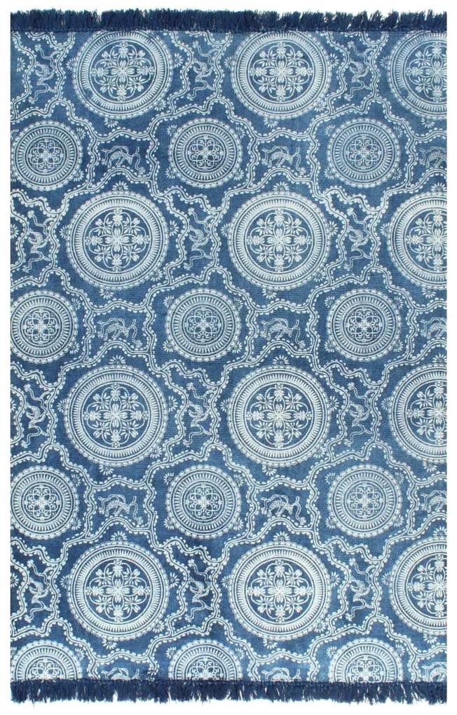 Tapete Kilim em algodão 120x180 cm com padrão azul