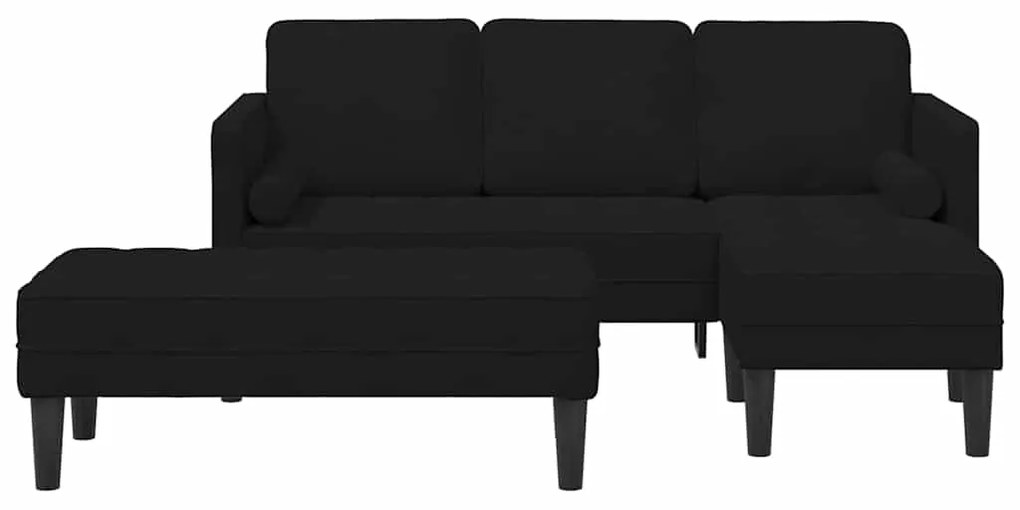 Sofá de Jardim vidaXL com Banco e Almofadas em Veludo Preto em L