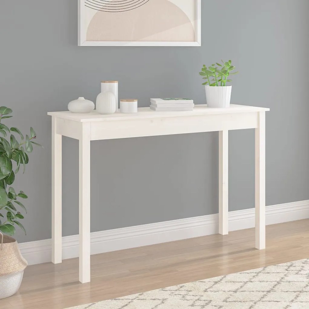 Mesa consola 110x40x75 cm madeira de pinho maciça branco