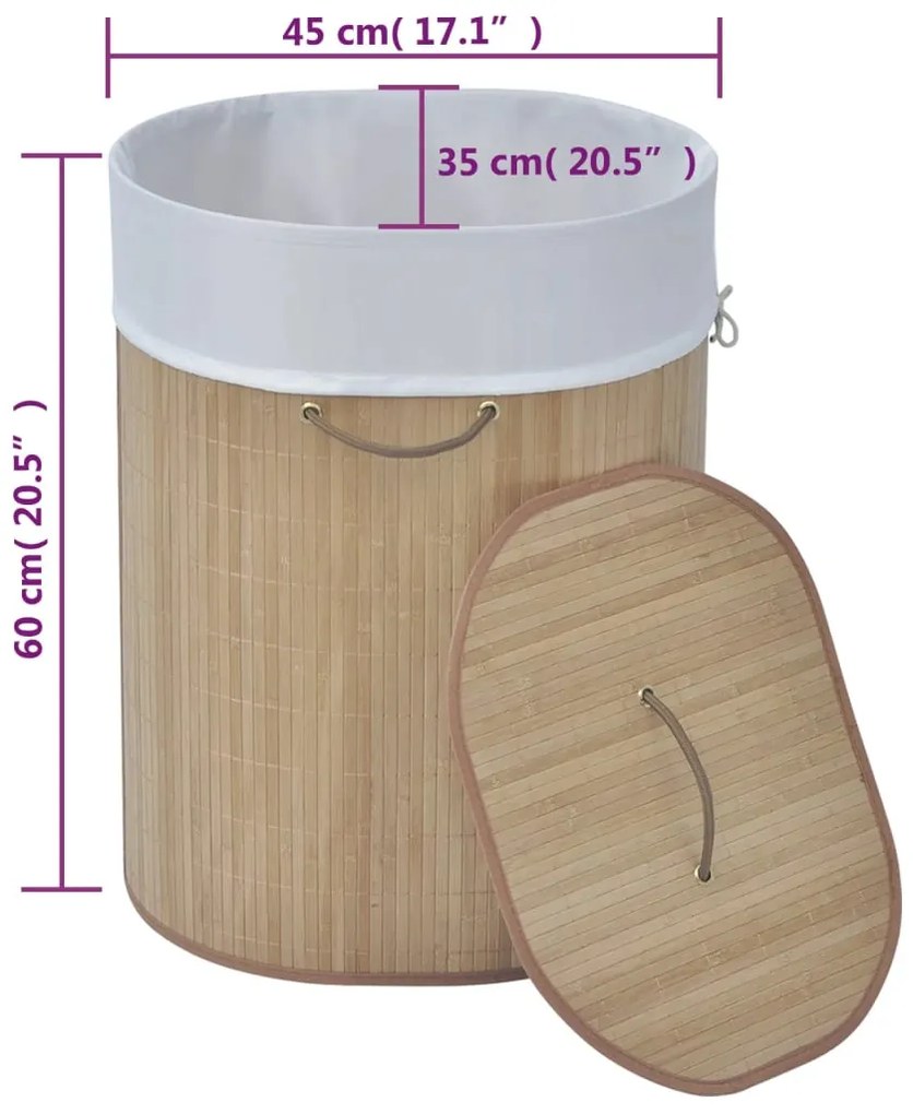 Cesto oval para roupa suja bambu natural