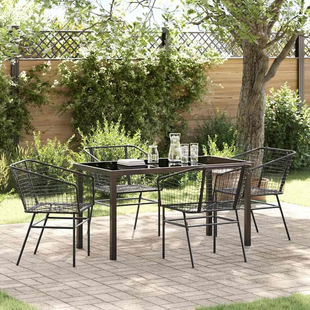vidaXL Conjunto de Jantar de Jardim com 5 Peças Preto em Rattan Sintético