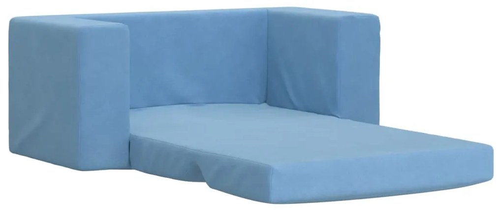 Sofá-cama infantil de 2 lugares pelúcia azul