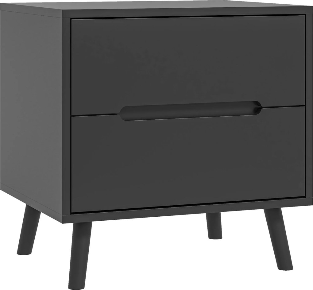 Mesa de cabeceira com 2 gavetas  50 x 40 x 50,5 cm, estilo moderno, para quarto ou sala preta