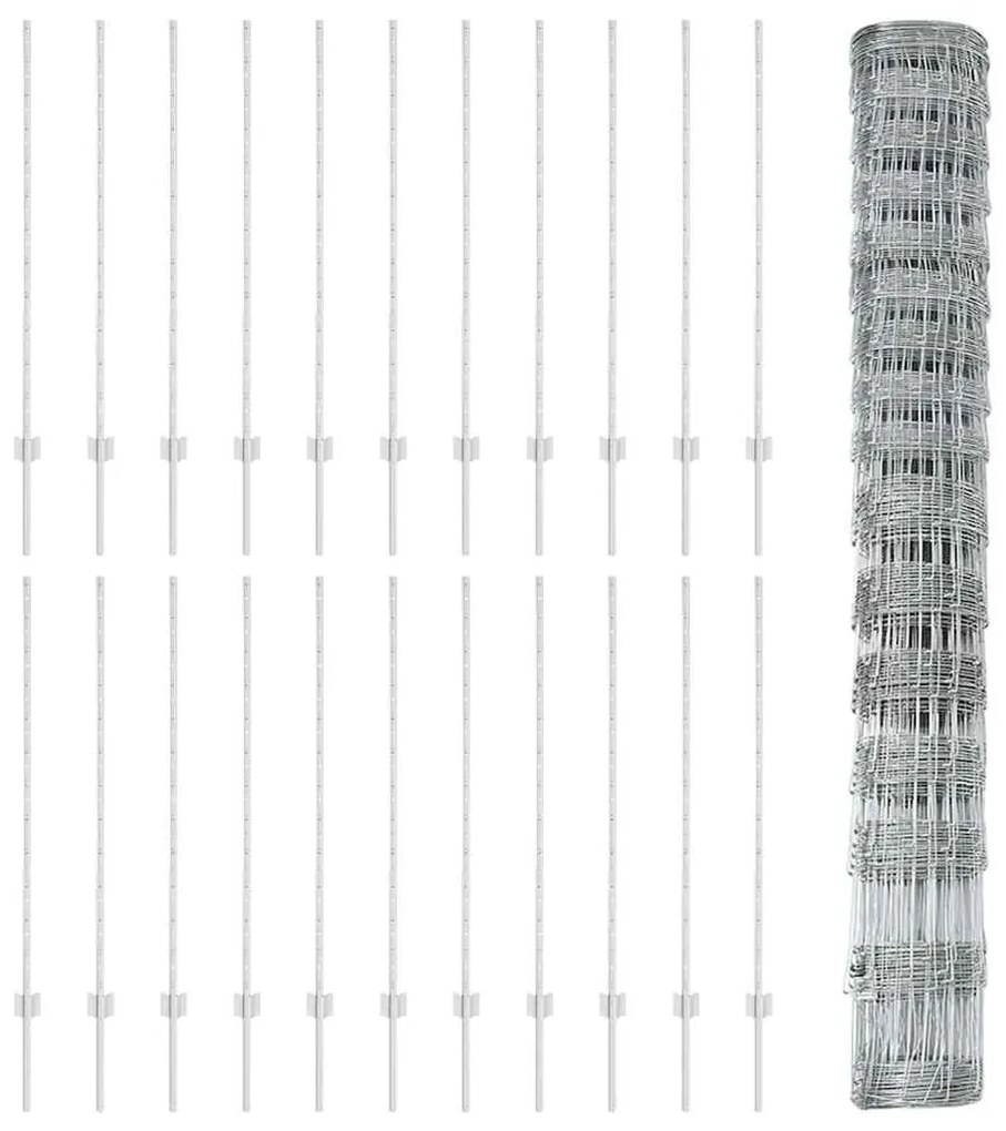 Postes de Cerca 22 pcs U-Channel 120 cm Aço Galvanizado