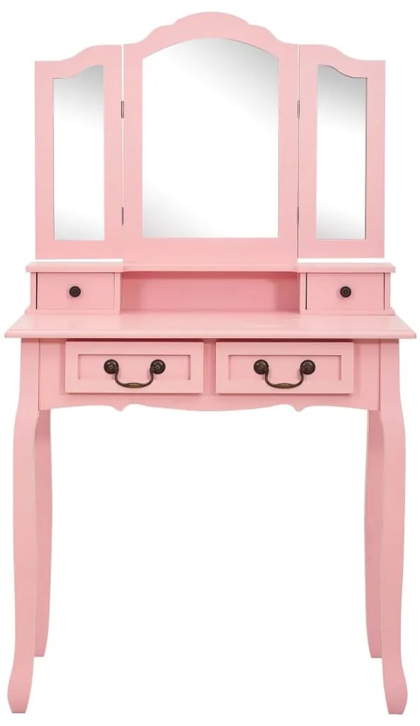 Conj. toucador com banco 80x69x141 cm madeira paulownia rosa