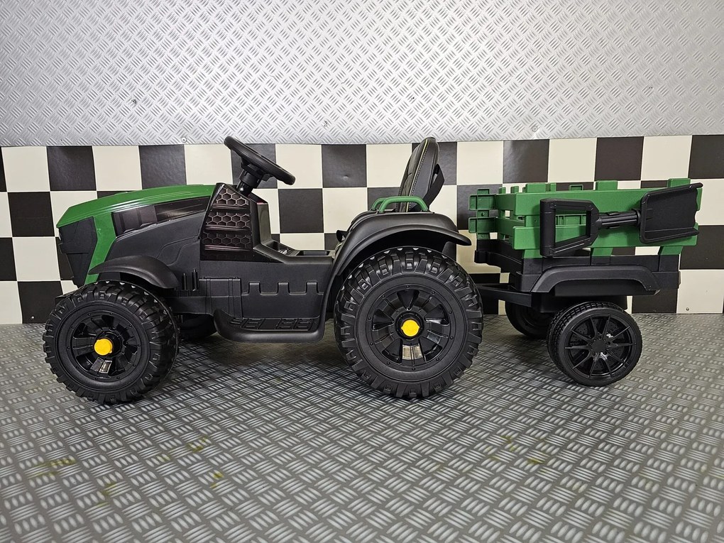 Trator elétrico crianças 12V tractor Farmer, Rodas Borracha EVA Com controlo remoto Verde