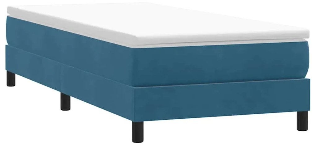 Box Cama de primavera sem Colchão Azul Escuro 90x210 cm Veludo